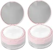 EXQUIMEUBLE Loose Powder Box Soft Baby Powder Puff Case Mirror Portable Leakproof Double Layer Mesh Interlayer for Makeup