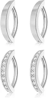 [Gaodercha] 4 Pieces Stainless Steel Belly Bar Surgical Steel Belly Button Piercing 14G Clicker Belly Button Ring Reverse Curved Belly Piercing Body Jewellery for Men and Women