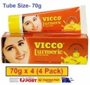 4 X 70G (4 Packs) VICCO TURMERIC CREAM- AYURVEDIC-HERBAL-SKIN CARE-SKIN MEDICINE