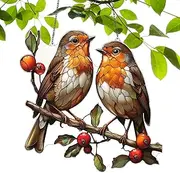 20x20 Cm 2 Pieces Bird Window Decoration Acrylic Suncatchers Stained Bird Window Decor Hummingbird Suncatchers Birds Decoration Pendant for Home Patio Garden Workplace