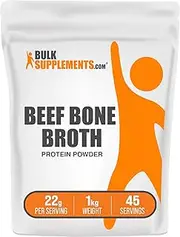 BulkSupplements.com Beef Bone Broth Protein Powder - Unflavored, Gluten Free, Dairy Free, No Filler Protein Powder - 18g of Protein - 22g per Serving, 45 Servings (1 Kilogram - 2.2 lbs)
