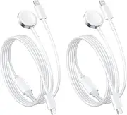 【2-Pack】 Watch Charger for Apple Watch Series 9,8,SE,7,6,5,4,3,2,1,Ultra,2 in 1 Fast Charging Cable Compatible with iPhone 14/13/12/11/XR/XS/X/7/8/6... and iPad Series