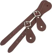 BIUDECO 2pcs Western Spurs Straps for Riding Belt Horse Gear Pu Spur Covers Fit for Cowboy Boots Brown