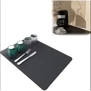 Dish Drying Mat Absorbent Quick Dry Pad for Kitchen Counter Coffee Machine Dish Rack -Grey