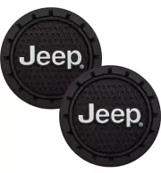 Jeep Logo Car Cup Holder Coaster 2-Pack Black