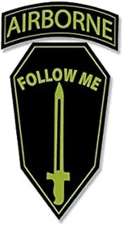 Army Airborne Tab and Follow Me Shield Shaped Sticker (Training Brigade air Logo Vinyl Decal (3 x 5 inches) U.S. Army Licensed