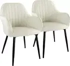 Elama Beige Fabric Tufted Chair, 2 Piece Set 2 Set,
