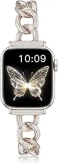SIBOYL Cowboy Chain Band for Apple Watch Band 42mm (Series 10) 41mm 40mm 38mm, iWatch Band for Apple Smart Watch Bands, For Apple Watch Strap for Apple Watch Series 10 Se 9 8 7 6 5 4 3-1-Starlight