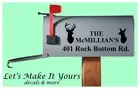 Buck & Doe Personalized Mailbox Decal Set Both Sides & Door Numbers Name Address