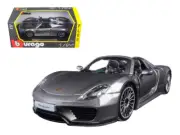 Porsche 918 Spyder Gray 1/24 Diecast Car by Bburago
