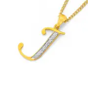 9ct Gold Diamond Initial J Pendant