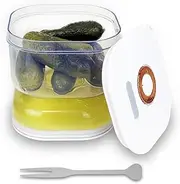 [TOWEBOORY] Pickle Jar with Strainer Flip,40oz Pickle Container,Airtight Glass Jar Pickle Juice Separator,Hourglass Pickle Storage Flip Jar for Olive,Gherkins,Sliced Pickles,Dishwasher Safe