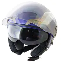 在飛比找momo購物網優惠-THH勇氣可掀式雙鏡片半罩安全帽T314A-藍白+免洗內襯套
