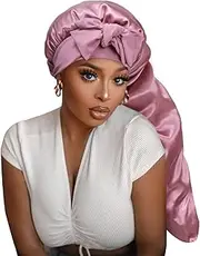Isshin Beauty Satin Silk Bonnet Hair Cap: Long Bonnets with Elastic Tie Band Adjustable Straps Jumbo Size