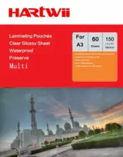 A3 Hot Laminating Pouches 303x426mm Clear Film 150 Micron (75x2) Micron Hartwii