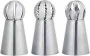 XIASABA 3Pcs Set Russian Flower Icing Piping Nozzles Tips for Cake Decoration Pastry Cupcake Baking Tools Made of Food Grade Stainless Steel Silver Color Bottom Diameter Approx 3