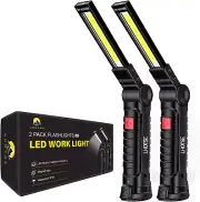 Rechargeable LED Work Lights with Magnetic Base & Hook, 2 Pack
