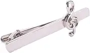 [Hoixin] Mens Ties Clips Silk Tie Bar Set, Fashion Necktie Clip Pins Set tie Lapel pins Men Shirt Accessories, Musical Symbol Tie Clip Metal Tie Clip Music Note Necktie Clip Silver (Color : Silver)