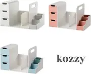 Desk Organiser, Plastic Drawer Dividers, Storage Separation Compartment for Stationary, Makeup, Bedroom, Office, Kids, Multi-functional, Portable – White, Pink, Blue (White)