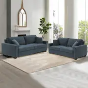 2+3 Seater Sofa Set Polyester Fabric Charcoal Multilayer Two Pillows Individual Pocket Spring