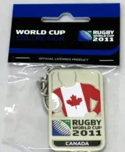 33651 RUGBY WORLD CUP 2011 CANADA SILVER JERSEY FLAG KEYRING KEY RING