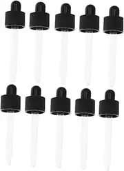 OSOLADY 15pcs Glass Dropper Set with Plastic Lids for Essential Oil Bottles Portable Pipette for Aromatherapy Home Experiments and Liquid Dispensing Black Per Set