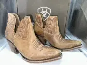 Ariat Ladies SIZE 8.5 Hazel Naturally Distressed Brown Snip Toe Booties 10040395