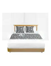 [SOGA] Luxury Mottled Bed Banner Vintage Scarf Runner Bedding Set of 3 in Black/White