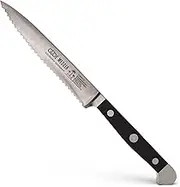 GÜDE Solingen Tomato Knife with Wave Forged, 13 cm, POM Black, Alpha, Double Cross, Handmade Germany