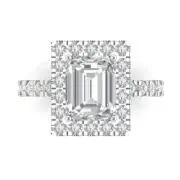 4.1ct Emerald Round Halo Anniversary Engagement Promise Bridal Ring 14k Gold