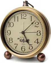 Metal Golden Table Clock Retro Vintage Alarm Clock