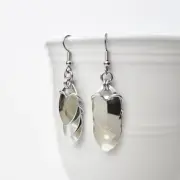 Shiny mirror finish silver aluminum earrings - lightweight chainmail scales