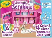 CRAYOLA Scribble Scrubbie Pets, Super Salon Set, Colour, Rinse, Re-Pet, Scrub Tub, Colour & Clean, Washable Toy, Featuring 4 New Pets, Kids, Collect Them All (747488)