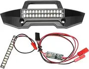 RC Aluminum Alloy Front Bumper with LED Light Bar Heavy Duty Protection Upgrade for MAXX 89076 1/10 RC Car Black 146x49mm