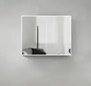 Moonlight 900mm Led Matte White Shaving Cabinet Mirror - Solid Stone Edge