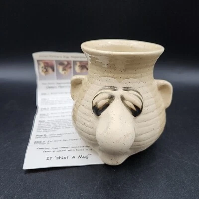 Peter Petrie Designs It's Snot a Mug Pottery Egg Separator Ugly Face w/manual