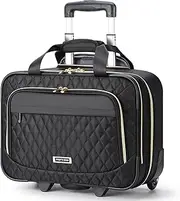 Ponhog Rolling Laptop Bag - Rolling Briefcase for Women 17.3 Inch Laptop Bag with Wheels Flight Approved Roller Bag Carry On Luggage for Work Travel College Computer Business Lightweight Black, Black,