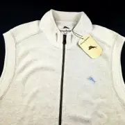 Tommy Bahama Full Zip Jacket Sweater Vest 100% Cotton Swordfish Large $100