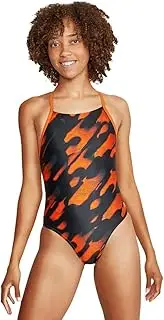 [Speedo] Women's Swimsuit One Piece PowerFlex Cross Back Printed Adult Team