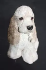 Vintage Sandicast Cocker Spaniel Dog Buff Sandra Brue Sculpture 5-1/4 Signed
