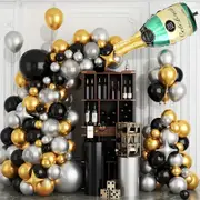 139Pcs Balloon Wreath Arch Set Champagne Bottle Foil Set For Birthday Anniversary Quinceanera Ball Decoration