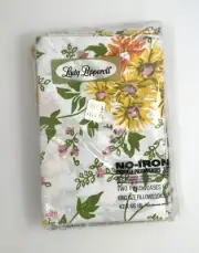 Vtg. Lady Pepperell Percale King Size 2 Pillow Cases Floral Mod MCM 20 x 38” NOS