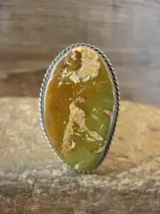 Navajo Sterling Silver Turquoise Adjustable Ring Size 8.5 to 10 Signed NJ