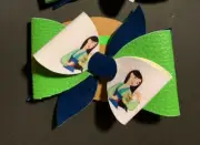 Mulan Hair Bow, Large Faux Leather Hair Bow, Multi layered