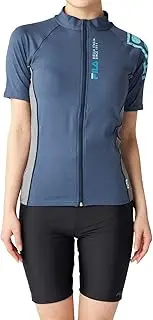 [Fila] 315602 Women's Fitness Swimsuit, Short Sleeve, Top and Bottom Set, Full Zip, Comes with Snaps to Prevent Roll, Size 9-19