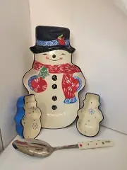 Temp-tations Winter Whimsy Serving Platter Bowl Ceramic Snowman