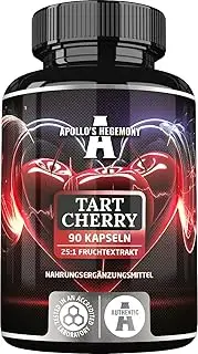 Tart Cherry 500mg - High Strength 25:1 fruit Extract - Equivalent to 12.5 g Fresh Cherries - 90 Vegan Capsules - 3 Months Supply - Natural Polyphenols - Diet Supplement - by Apollo's Hegemony