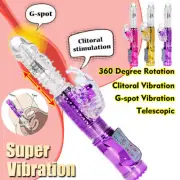 Thrusting G Spot Rabbit Dildo Vibrator Rotating Clitoris Stimulator Vibe Sex Toy