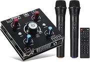 Snblzhef Dual Microphone Karaoke Machine Bluetooth 5.0 Sound Power Amplifier Integrated Amp & U-Disk Player Home Audio Subwoofer