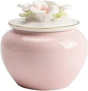 Kitchen Container Ceramic Pinch Flower Tea Canister Household Sealed Storage Jarfor Tea, Coffee Beans, Candy, Etc For Loose Tea(Pink)